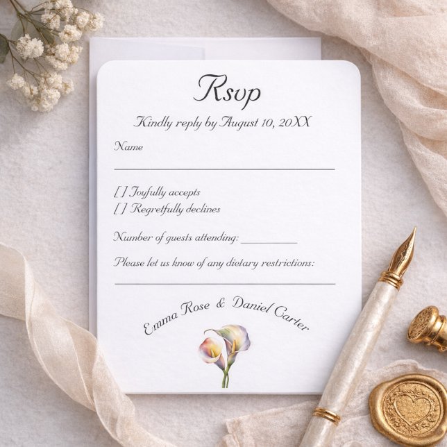 Elegant Watercolor Calla Lilies Romantic Floral RSVP Card (Creator Uploaded)