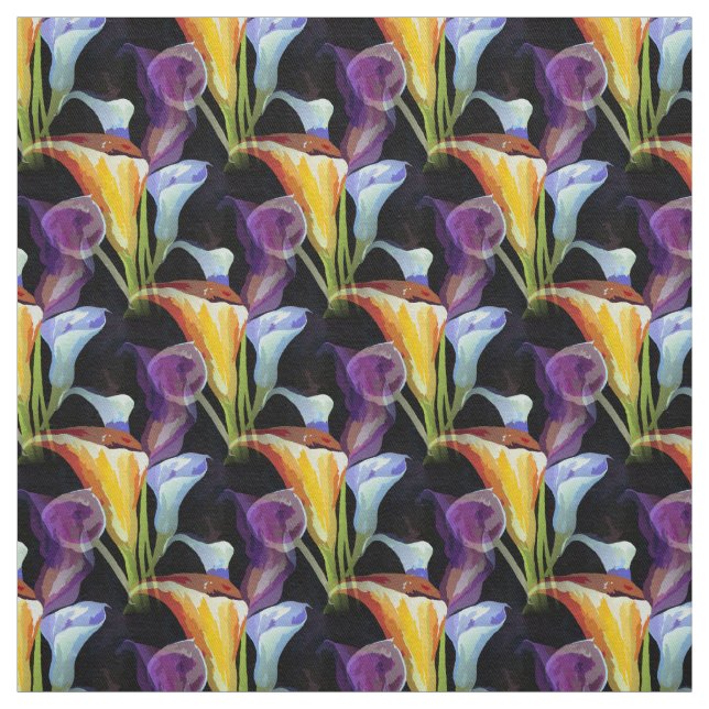 Elegant Watercolor Calla Lily Floral Fabric (Swatch)