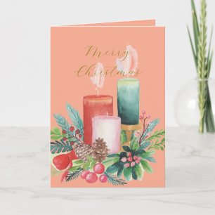 Elegant Watercolor Candlelight Christmas Card