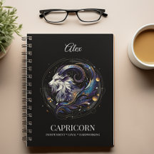 Elegant Watercolor Capricorn Zodiac Custom Journal