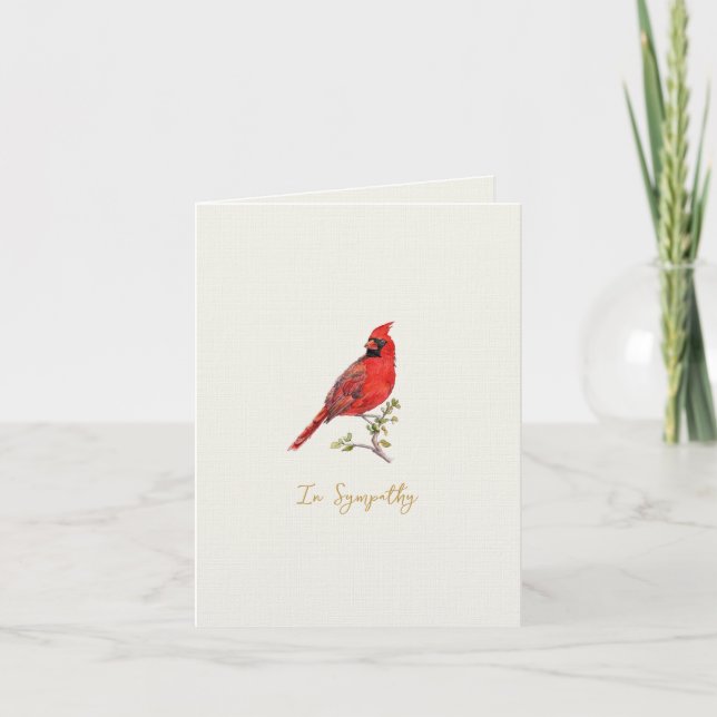 Elegant watercolor Cardinal bird Sympathy card (Front)