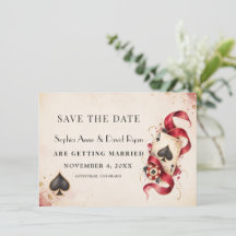 Elegant Watercolor Casino Night Burgundy Wedding