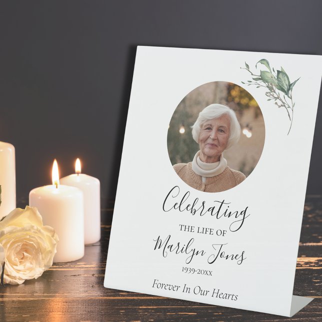 Elegant Watercolor Celebration of Life Pedestal Sign (Elegant Watercolor Celebration of Life Pedestal Sign
)