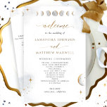 Elegant Watercolor Celestial Wedding Program<br><div class="desc">Elegant Wedding program with delicate watercolor celestial sky, stars and moon design and modern hand written calligraphy elements. Ability to make text changes and adjustments by selecting customize further. Front with wedding ceremony details, back with wedding party names and thank you message for your guests. Dainty stars, moon details and...</div>