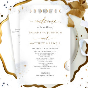 Elegant Watercolor Celestial Wedding Program