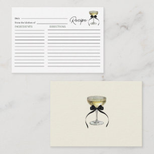Elegant Watercolor Champagne Coupe Black Bow Brida Enclosure Card