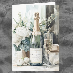Elegant Watercolor Champagne Happy Anniversary Card