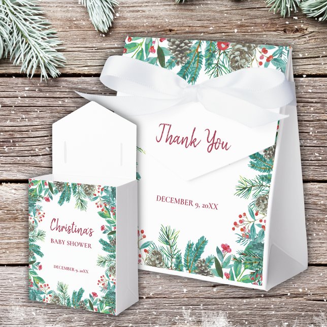 Elegant Watercolor Christmas Baby Shower Favour Box (Creator Uploaded)