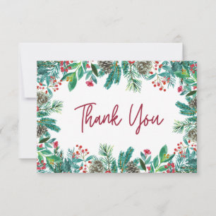 Elegant Watercolor Christmas Baby Shower Thank You Card