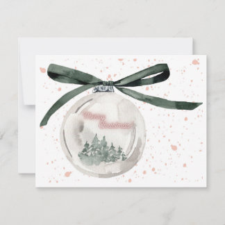 Elegant Watercolor Christmas Bubble Holiday Card