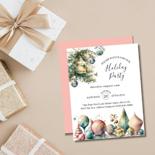Elegant Watercolor Christmas Company Holiday Party Invitation