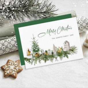 Elegant Watercolor Christmas Composition Greeting Holiday Card