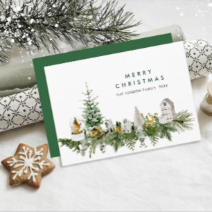 Elegant Watercolor Christmas Composition Greeting Holiday Card