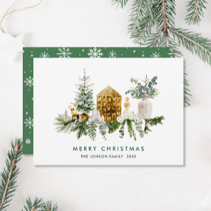 Elegant Watercolor Christmas Composition Greeting Holiday Card
