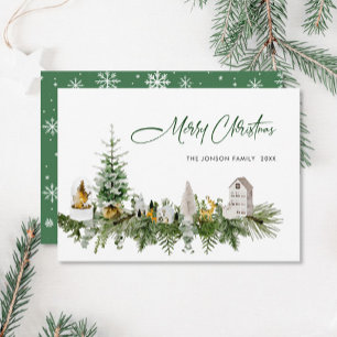 Elegant Watercolor Christmas Composition Greeting Holiday Card