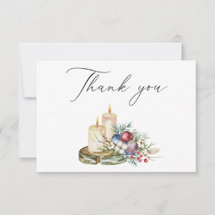 Elegant Watercolor Christmas Festive Bouquet Thank You Card