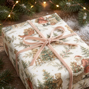 Elegant Watercolor Christmas Floral Botanical Wrapping Paper Sheet