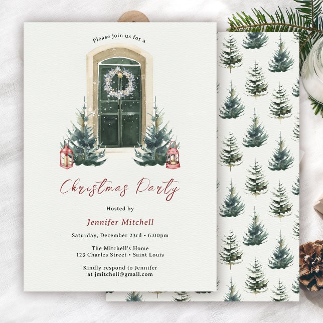 Elegant Watercolor Christmas Holiday Party  Invitation (Creator Uploaded)