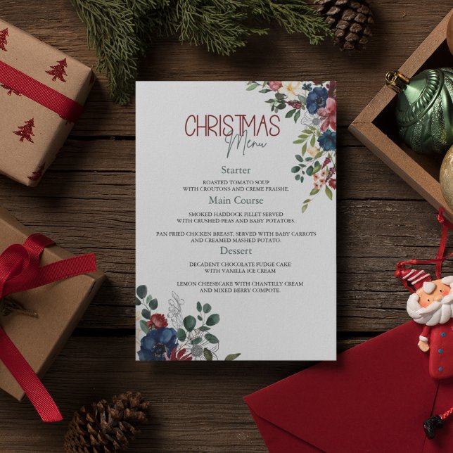 Elegant Watercolor Christmas Menu Invitation (Creator Uploaded)