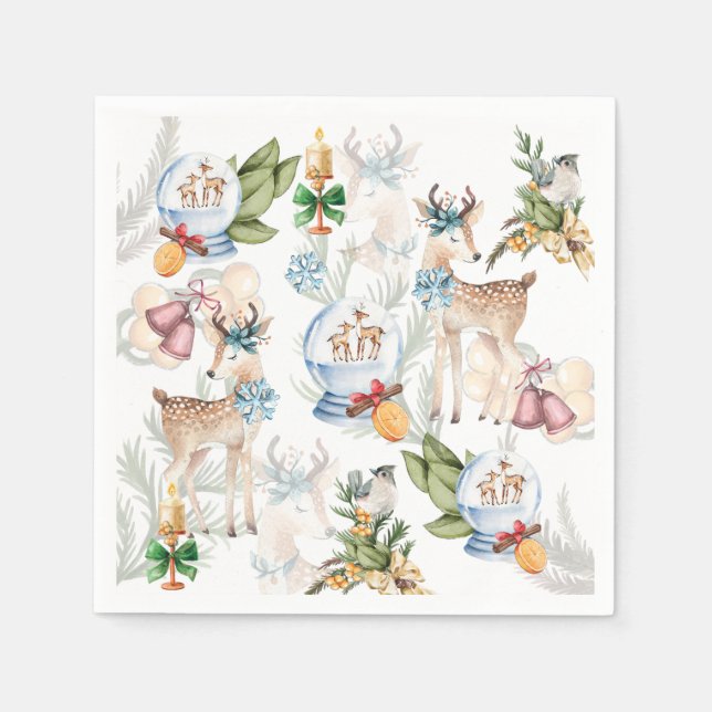 Elegant Watercolor Christmas Napkin (Front)