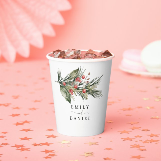 Elegant Watercolor Christmas Paper Paper Cups (Insitu)