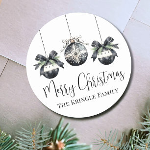 Elegant Watercolor Christmas Party Classic Round Sticker