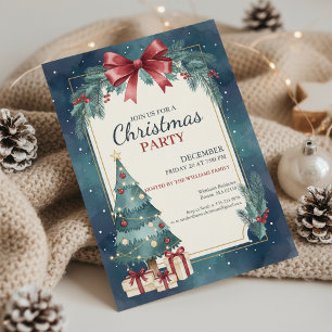 Elegant Watercolor Christmas Party Invitation