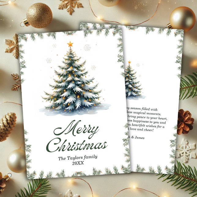 Elegant Watercolor Christmas Tree Holiday Card (Elegant Watercolor Christmas Tree Holiday Card)