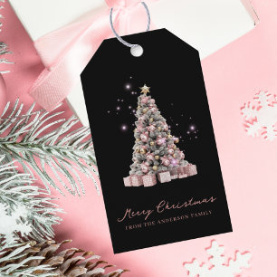 Elegant Watercolor Christmas Tree Holiday Gift Tags