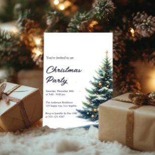 Elegant Watercolor Christmas Tree Holiday Party    Invitation