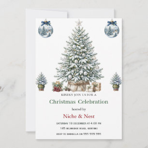 Elegant Watercolor Christmas Tree Invitation