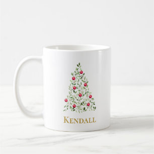 Elegant Watercolor Christmas Tree Personalised Coffee Mug