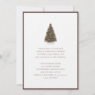 Elegant Watercolor Christmas Tree Plaid  Invitation