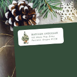 Elegant Watercolor Christmas Tree Return Address<br><div class="desc">Elegant holiday return address labels featuring a festive watercolor Christmas tree adorned with glass ornaments and surrounded by wrapped presents. Personalise the watercolor Christmas tree address labels with your name and return address in green lettering. These beautiful Christmas tree address labels are perfect to pair with your holiday greeting cards,...</div>