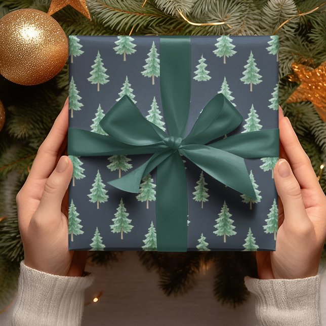 Elegant Watercolor Christmas Tree Wrapping Paper (Creator Uploaded)
