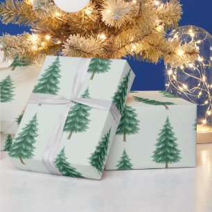 Elegant Watercolor Christmas Tree Wrapping Paper