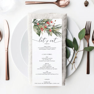 Elegant Watercolor Christmas Wedding Menu