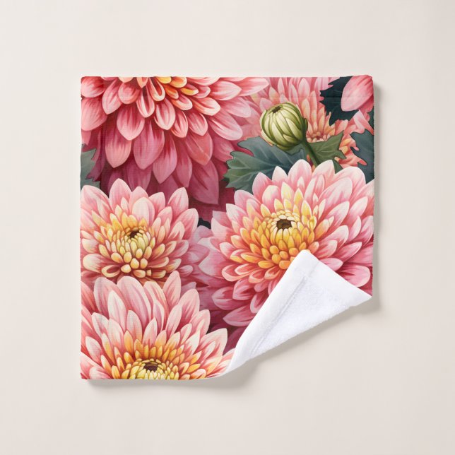 Elegant Watercolor Chrysanthemums Wash Cloth (Wash Cloth)