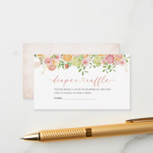 Elegant  Watercolor Citrys Pink Flowers  baby show Enclosure Card