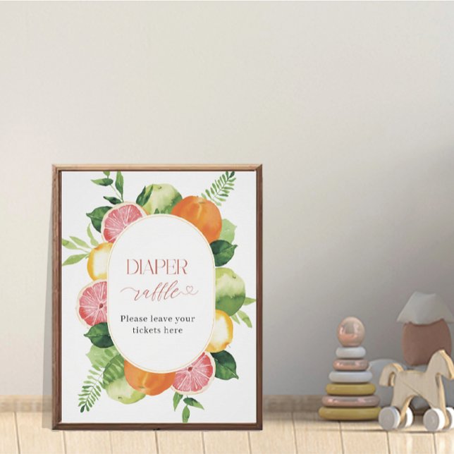 Elegant  Watercolor Citrys Pink Flowers  baby show Poster (Creator Uploaded)