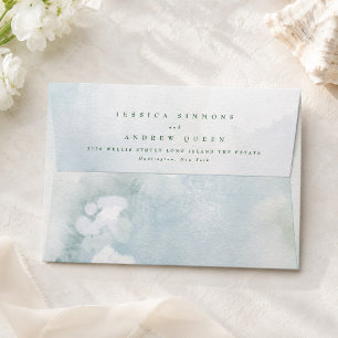 Elegant Watercolor Coastal Landscape Wedding Envelope