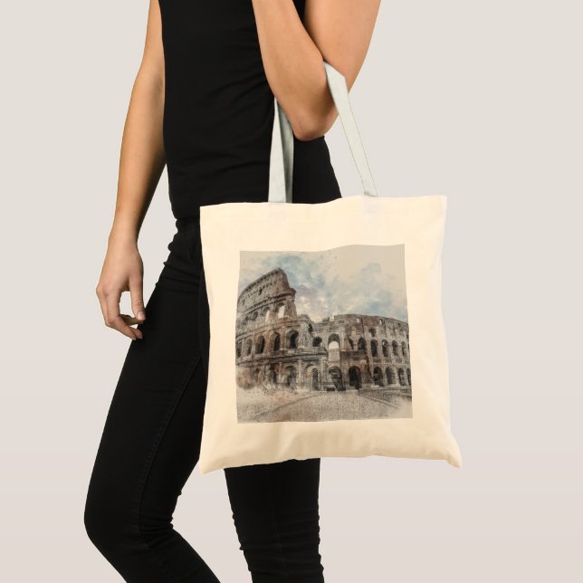 Elegant Watercolor Colosseum Rome Italy Tote – Art Bag (Front (Product))