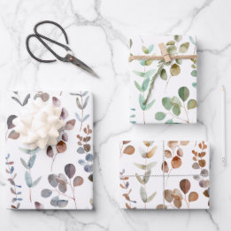 Elegant Watercolor Colourful Eucalyptus Leaves  Wrapping Paper Sheet