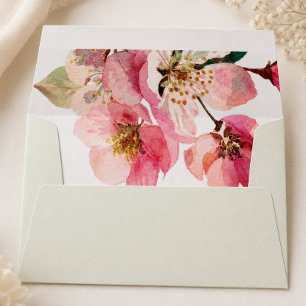 Elegant Watercolor Coral Pink Floral wedding Envelope