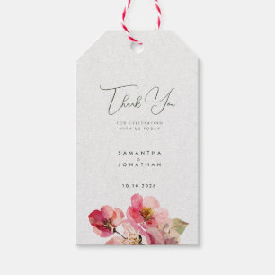 Elegant Watercolor Coral Pink floral Wedding Gift Tags