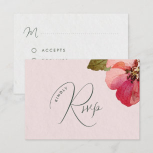 Elegant Watercolor Coral Pink Floral Wedding RSVP Card