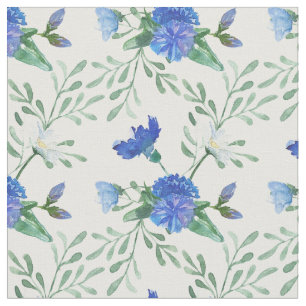 Elegant watercolor cornflowers fabric