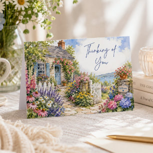 Elegant Watercolor Cottage Garden Thinking of You Card
