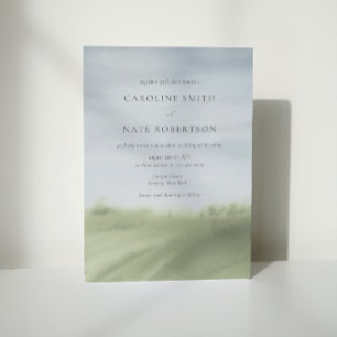 Elegant Watercolor Countryside Landscape Wedding Invitation