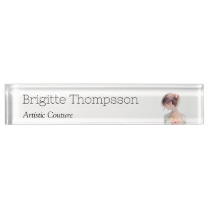 Elegant Watercolor Couture Bridal Fashion Designer Nameplate